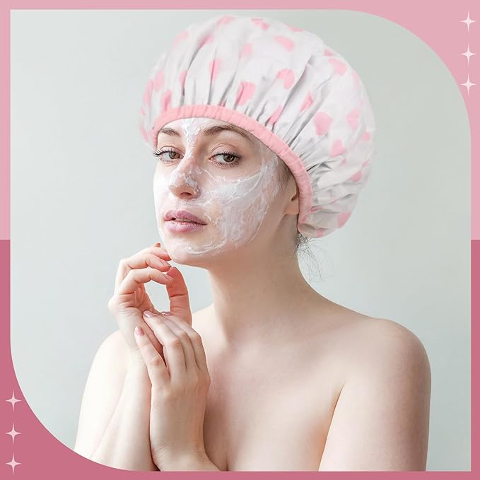 2 Pcs Deep Conditioning Hair Cap, Double Layer Heat Cap Steam Cap Processing Caps Shower Cap for Natural Hair Deep Conditioning