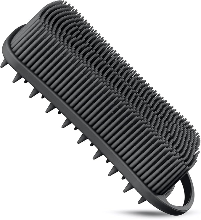 Silicone Body Scrubber, Gentle Exfoliating Scrub Brush with 22mm Soft Bristles, Deep Cleansing & Scalp Massage, Non-Slip Ergonomic Design, Fast Drying, Travel-Friendly for Shower Bath