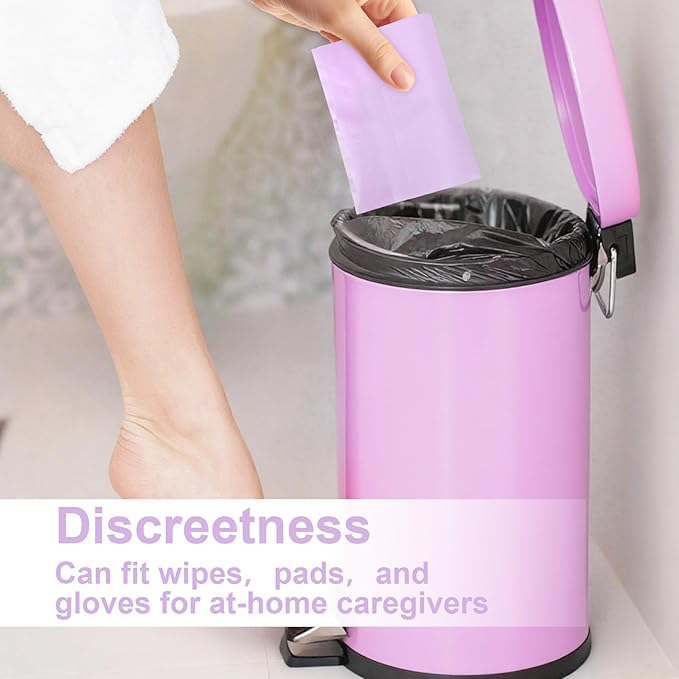 100pcs Sanitary Napkin Disposal Bags, Period Bag Sanitary Napkin Storage Bag for Feminine Products, Block Odors Great Adhesion Tampon Disposal Bags Privacy Protection for Women(Purple)