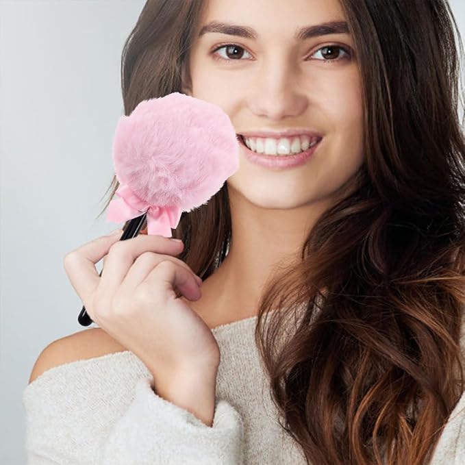 Lollipop Shape Fluffy Powder Puff Long Handle Makeup Applicator for Face and Body Loose Setting Powder Absorption
