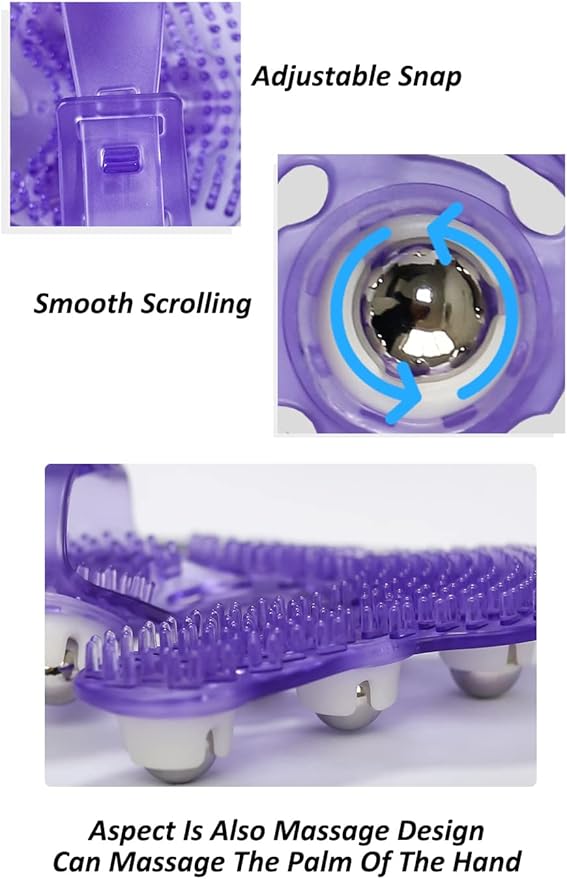 Topwon Palm Shaped Massage Glove 360-degree-roller Metal Roller Ball Beauty Body Care,Cellulite Reduction (Purple)