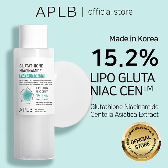APLB Glutathione Niacinamide Facial Toner | LIPO GLUTA NIAC CEN™ 15.2% 5.41 FL.OZ/Korean Skincare, Replenishing Moisture, Revitalize for Gentle and Improve Skin Texture Through Niacinamide