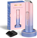 PRITECH Hair Trimmer for Women - Rechargeable Bikini Trimmer for Women Pubic Hair, Wet&Dry Use, Pain-Free Electric Razor&Shaver with Standing Recharge Dock, Ideal Gift, Pink Blue