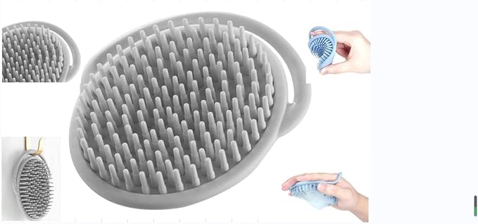 Baby Cradle Cap Comb, Silicone Scalp Massager, Soft Bristle Shampoo Brush for Newborns and Toddlers, Head Massager Scalp Stress Relax (Grey)
