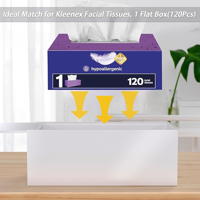 SILUT Acrylic Tissue Box Cover, Tissue Box Cover Rectangle, Modern Tissue Box Holder, Facial Tissue Cover for Bathroom, Kitchen Office Hotel - Shiny White