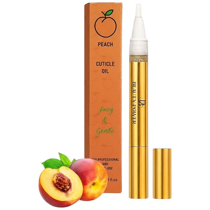 Nail Oil Cuticle Pen - Peach - Nail Strengthener & Growth Serum with Vitamin A, D, E, B5, Grapeseed & Natural Oils - Repair for Brittle, Peeling, Thin Nails - Gift Idea