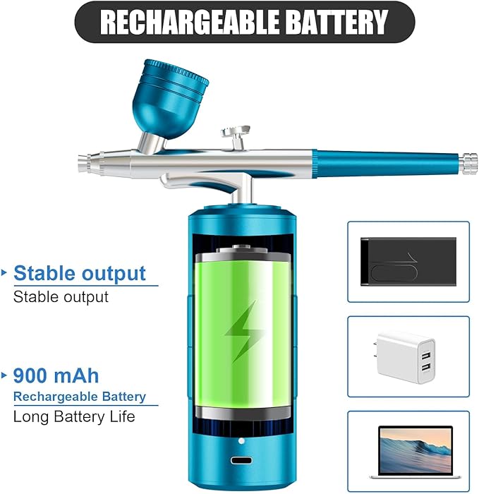 Airbrush Kit Portable Airbrush Air Brush Kit with Air Compressor Airbrush for Nails Airbrush Compressor High Pressure Nail Airbrush Machine Handheld Mini Air Brush Kit (blue)