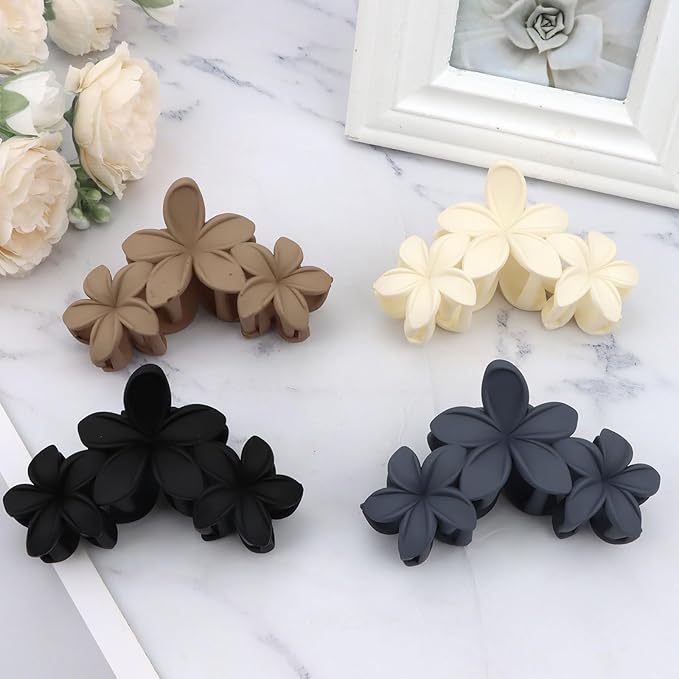 Flower Hair Clips for Women 4PCS Matte Flower Claw Clips Non-slip Cute Claws for Thick Thin Hair Strong Hold Stylish Accessories for Women Girls