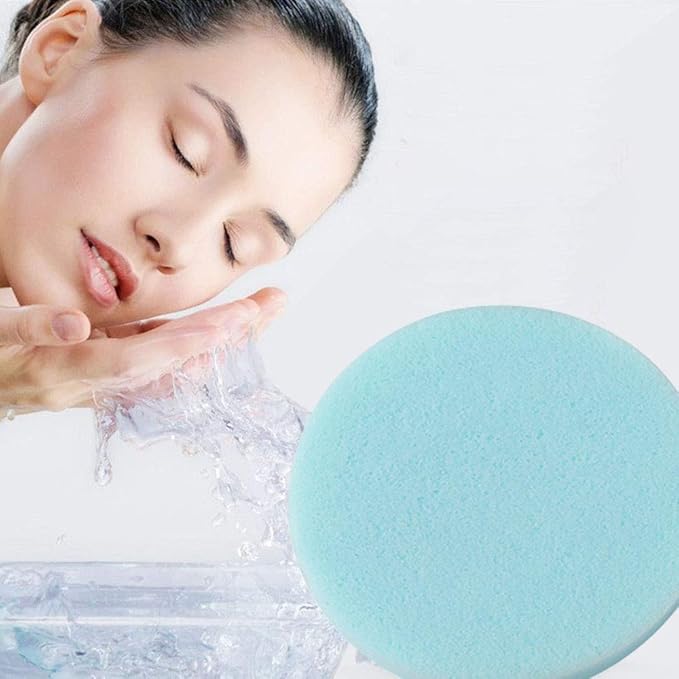 Facial Sponge Compressed,120 Count PVA Professional Makeup Removal Round Face Wash Sponges Spa Pads Exfoliating Cleansing for Women,Blue,Purple,Green