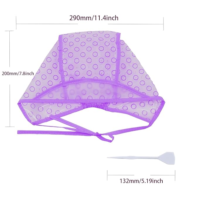 Hair Highlighting Cap, Purple Hair Coloring Frosting Dye Kit with Plastic Crochet Hook for Salon DIY Hair Dyeing Hairdressing