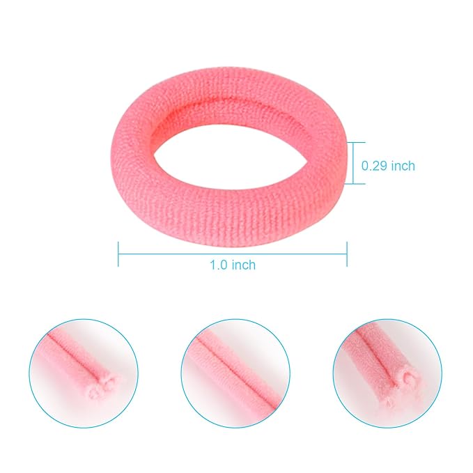BAOLI 200PCS Pink Toddler Hair Ties for Baby Girls, Seamless Kids Ponytail Holders, Small Cotton Girls Baby Hair Ties Bands No Damage, 1 Inch in Diameter, Pink Series