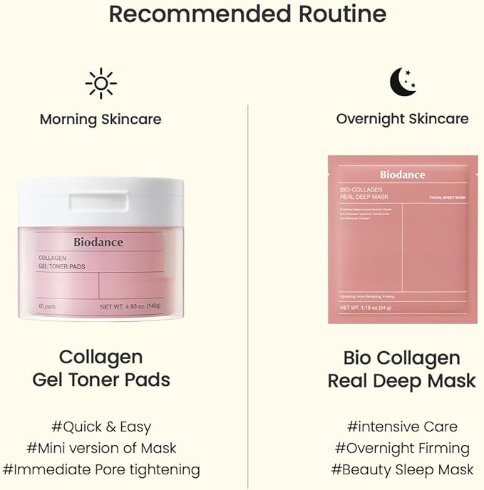 Biodance Collagen Gel Toner Pads, Pore Minimizer for Face, Improving Elasticity, Plumping Toner Pads for Sensitive Skin, Pre-Soaked Pads, Korean Skin Careㅣ4.93 fl.oz.(140g)*60Pads