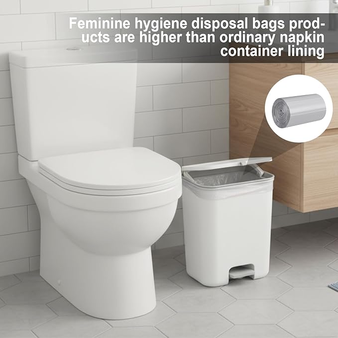 Maxdot 2 Roll 50 Bags Sanitary Napkin Disposal Receptacle Liner Surface Mount Feminine Hygiene Liner Plastic Bags for Wall Mountable Receptacles or Bin, Bathroom, Commercial, Restroom, 12 x 16 Inch