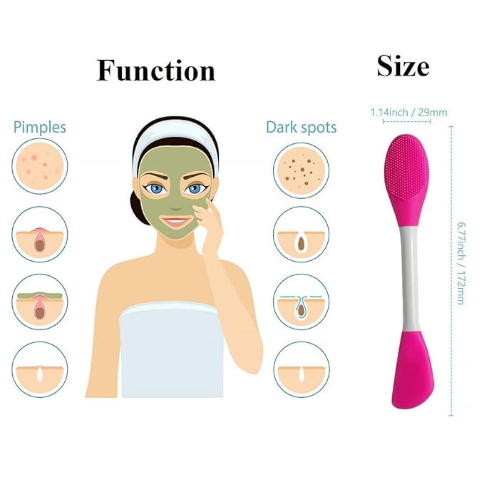 Silicone Brushes,Double-Ended Silicone Face Mask Brush,Facial Cleansing Brush, Premium Soft Facial Masks Other Skin Care Applicator Tool for Cream, Body Lotion,Moisturizer (Rose Red)