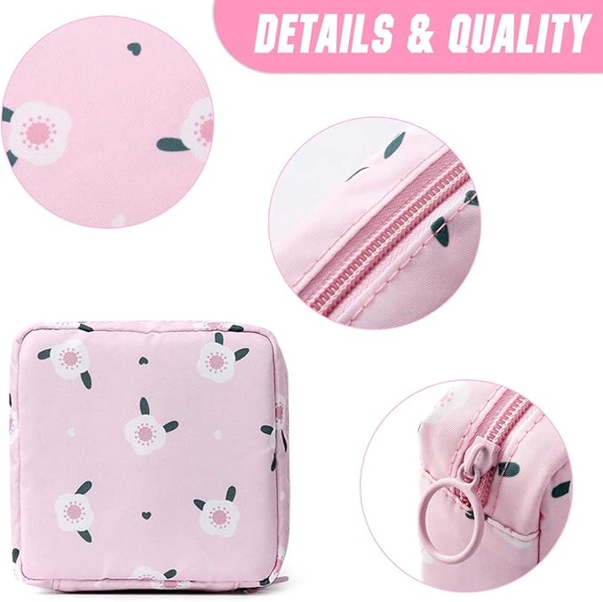 Sanitary Napkin Storage Bag,Menstrual Cup Pouch,Nylon Portable Sanitary Napkin Pads Storage Bags Feminine Menstruation First Period Bag for Teen Girls Women Ladies(2 Pack)