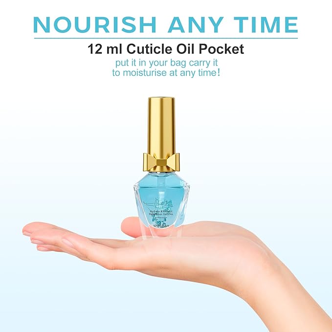 Cuticle Oil, Scented Cuticle Nail Oil Infused with Flowers, Hydrates, Moisturizes, Strengthens, Repairs, Revitalizing Cuticle Oils for Nails Damage Dry Cuticle, Jasmine, 12ml