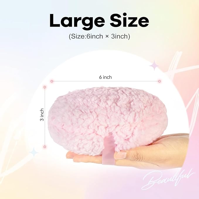 Powder Puff and Container, Large 6'' Body Powder Puff for Dusting Powder, Women Powder Puff with Storage Jar for Bath, Body Powder Applicator and Oversize Powder Puffs (Charming Pink)