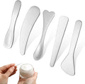 5pcs Mini Metal Makeup Spatula Stainless Steel Cream Spoon Reusable Face Mask Applicator Multi Functional Beauty Spatulas Facial Massage Skincare Tools for Mixing and Sampling Face Eye Cream