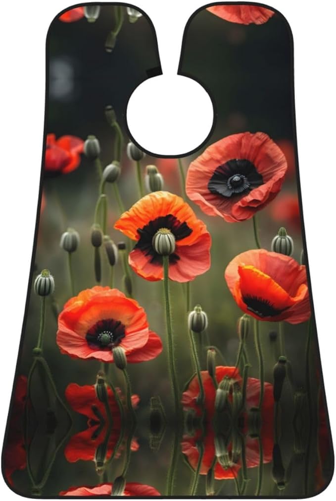 Purple And Teal Flowers Print Beard Bib Shaving Apron, Beard Hair Trimming Cape Gift For Dad