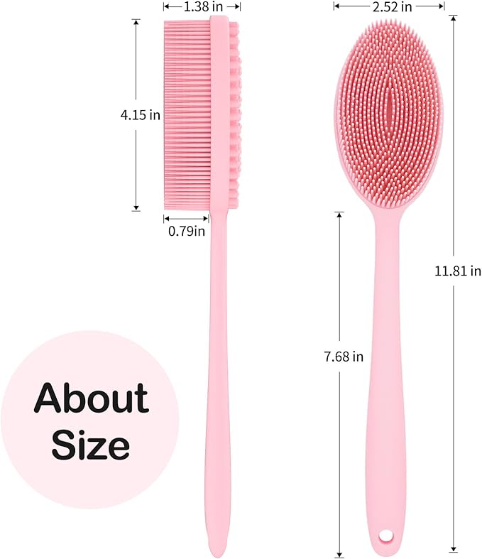 MateeyLife Silicone Body Scrubber Exfoliator With Handle, Gentle Back Scrubber for Shower, Bath Brush, Loofah Body Scrubber