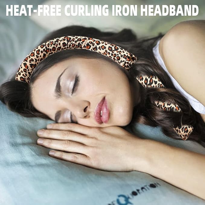 BATOUDE Heatless Curling Rod Headband No Heat Silk Ribbon Curling Rod Hair Roller Curls with Hair Claw Clip Lazy Natural Soft Wave DIY Hair Rollers Styling Tool for Sleep in Overnight (Bao)