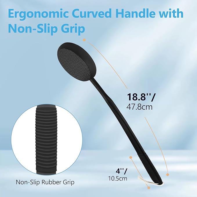 19-Inch Long Handle Lotion Applicator for Back, 3 Washable Pads, Non-Slip Design, Ideal for Sunscreen, Tanning & Moisturizers, Fits Everyone (Black)