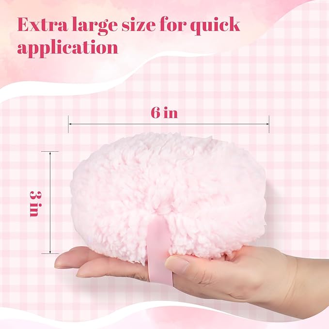 Extra Soft Powder Puff, 6" x 3" Large Body Powder Applicator, Loose Dusting Powder Puffs for Women (Only Pink Puff)