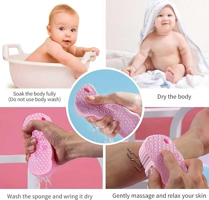 Magic Exfoliating Bath Sponge, 2026 New Upgraded Magic Exfoliating Body Scrubber, 3D Super Soft Bath Shower Sponge for Body Removes Dead Skin (2PCS)