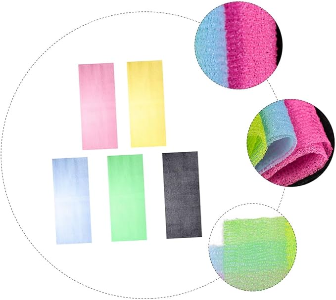 5pcs Exfoliating Back Scrubber Strap Body Washer for Shower Cleaning for Smooth Skin and Personal Care