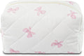 Quilted Makeup Bag Floral Cotton Make up Bag Puffy Coquette Makeup pouch Aesthetic Cute Travel Toiletry Bag for Women Girls