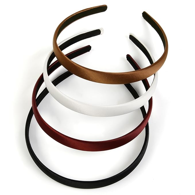Headbands for Women Non Slip Thin Satin Hairbands Trendy Headband for Women's Hair Cute Vintage Hair Accessories 4 PCS