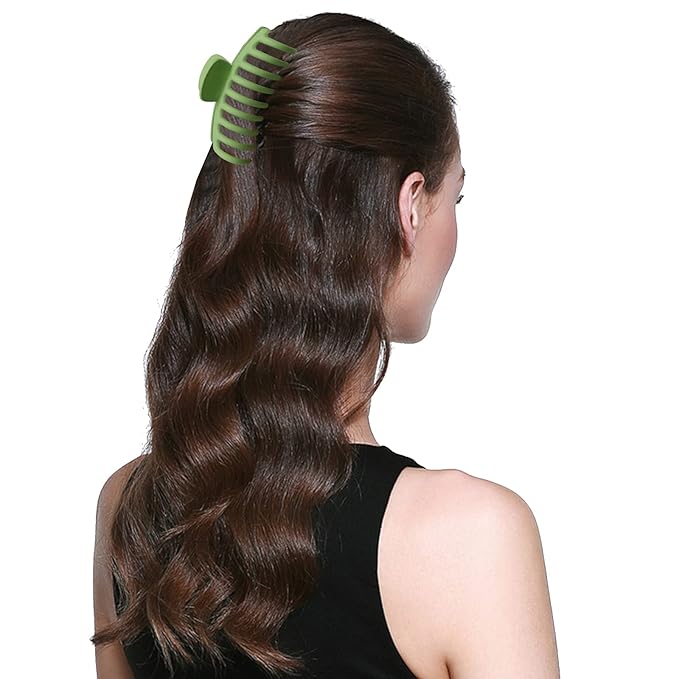 2 Pack Big Hair Claw Clips Nonslip Large Claw Clip for Women and Girls Hair,Strong Hold Grips Hair Accessories 4 Inch (Green)
