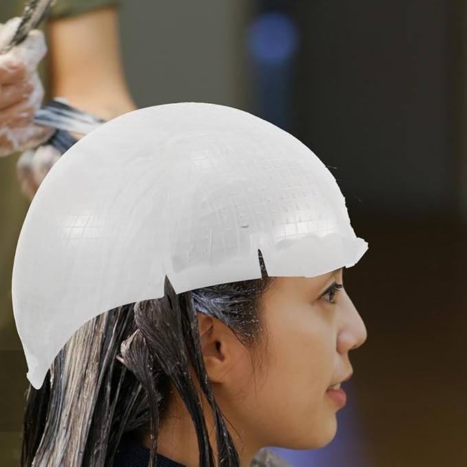 Reusable Silicone Highlight Cap with Hook Hair Dye Cap with Holes for Even Hair Coloring at Home and Salon Use