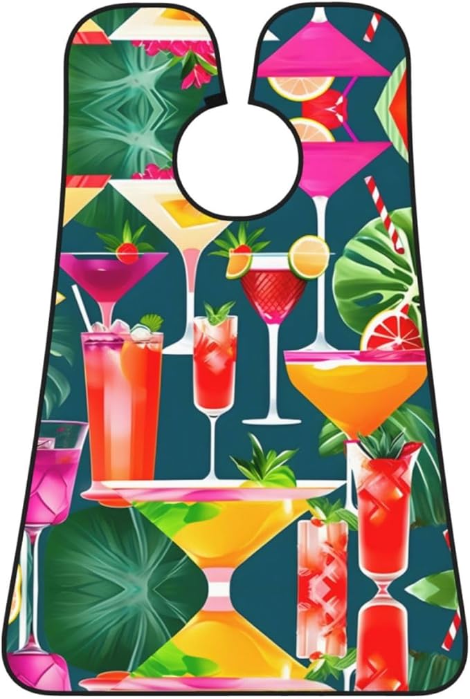 Tropical Cocktail Print Beard Bib Apron For Men, Beard Hair Catcher For Men Shaving Trimming,Beard Cape Cloth