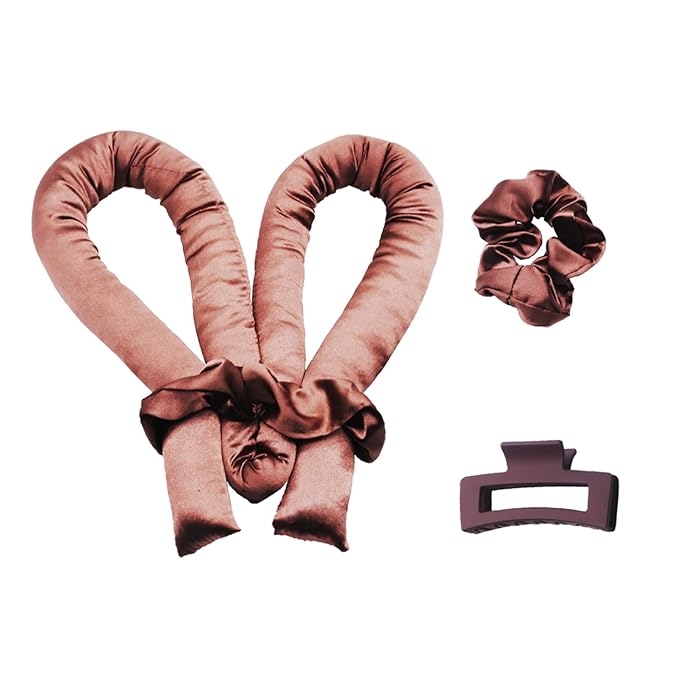Heatless Hair Curler Set, Satin Hair Rollers to Sleep In with 2 pcs Scrunchies and 1 pc Clip,No Heat Curlers Curling Rod Headband for Women & Girls