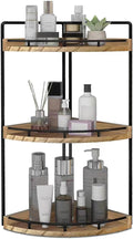 Dorhors 3-Tier Corner Bathroom Organizer Countertop for Storage,Vanity Tray,Wood Counter Organizer for Kitchen,Bathroom,Dresser (Rustic Brown)
