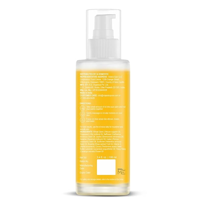 Majestic Pure Timeless Glow Body Oil -100% Pure & Natural Vegan Collagen with Grapeseed, Jojoba, Lemon Oil -After Shower Body Oils for Women and Men - Scented, Radiant, Firming Massage Oil - 3.4 Fl Oz