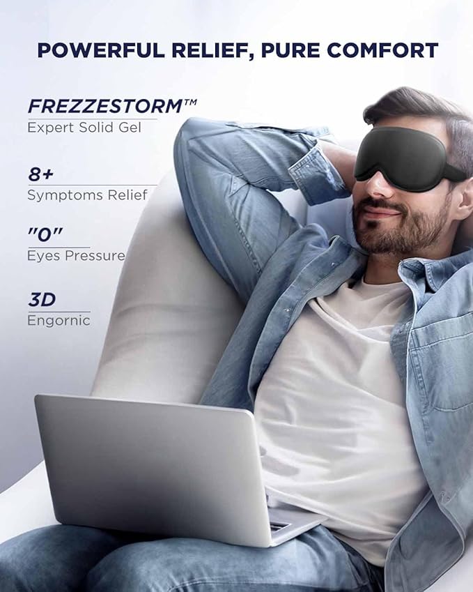 2 Pack 3D Cooling Gel Eye Mask - Reusable Cold Sleep Mask, Eyes Ice Pack with Hot & Cold Compress Therapy for Puffiness, Dark Circles, Dry Eyes, Headaches and Stress Relief (Black/Pink,2 Pack)