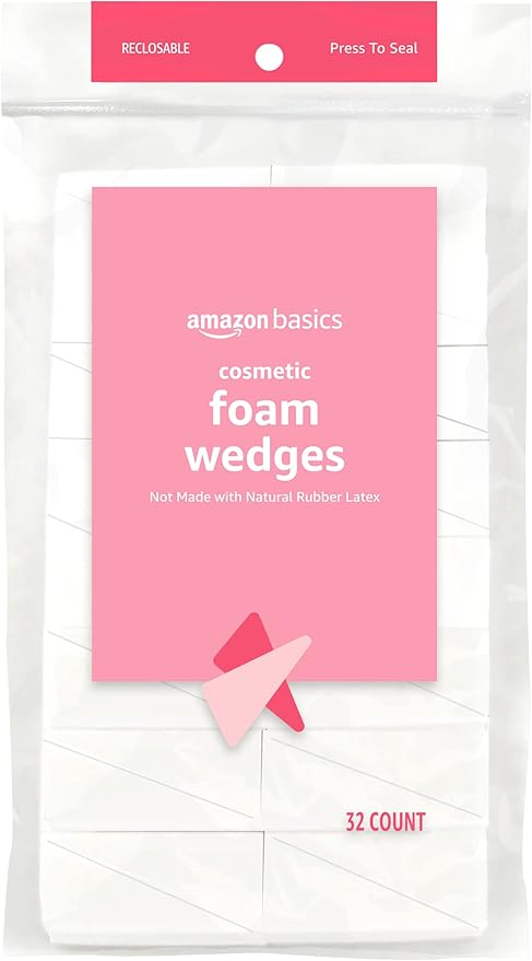 Amazon Basics Cosmetic Foam Wedges for Makeup Application and Blending, 32 Count
