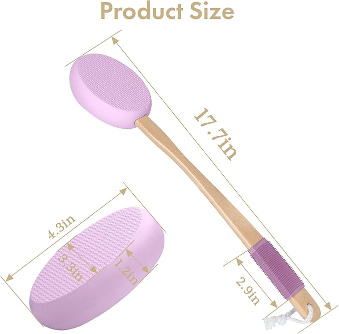 AmazerBath Lotion Applicator for Back, Feet, 4 Replaceable Pads with Long Handle, Back Sunscreen Applicator for Elderly, Women, Apply Cream Medicine Skin Cream Moisturizer Sunscreen Tanner, Purple