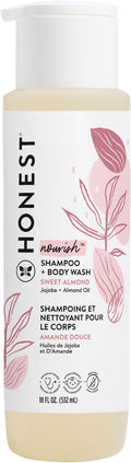The Honest Company 2-in-1 Cleansing Shampoo Body Wash Gentle for Baby, Naturally Derived Tear-free, Hypoallergenic, Sweet Almond Nourish, 18 fl oz