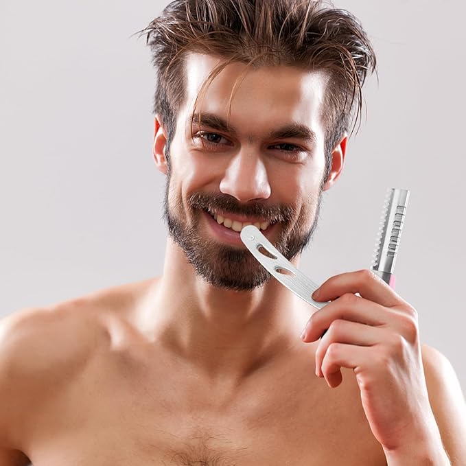 Straight Razors For Men, Stainless Steel Barber Razors Straight Single Edge Razor Kit Beard Shaping Tool Mens Barber Razors for Shaving