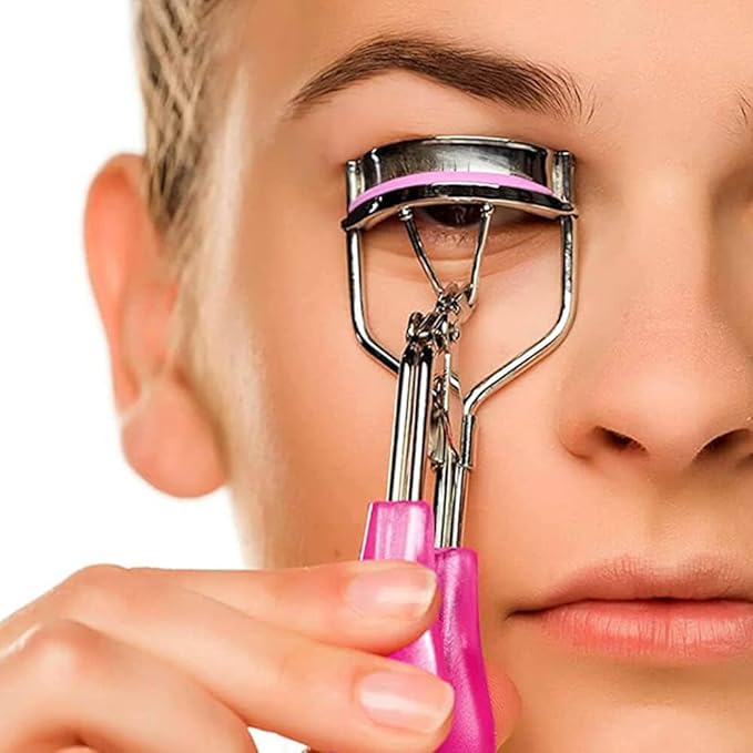 80 pcs Eyelash Curler Refills, Eyelash Curler Pads, Silicone Rubber Universal Eye lash Curler Replacement Refills with Clear Storage Box (Pink)
