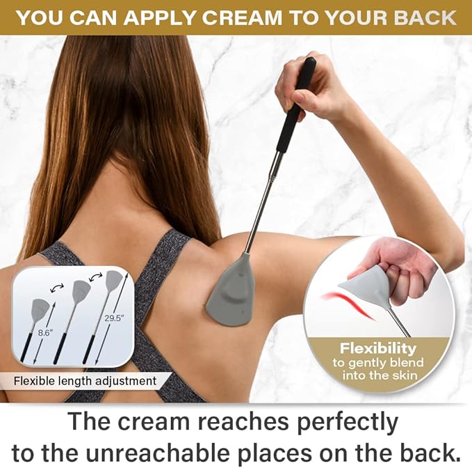 ROUNDS Cream Applicator for Back Telescopic Stick for Lotion Ointment Body Oil Medicine feet