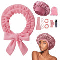 Heatless Curls Overnight Headband, 70'' No Heat Hair Curlers with Hair Bonnet for Sleeping, Light Pink