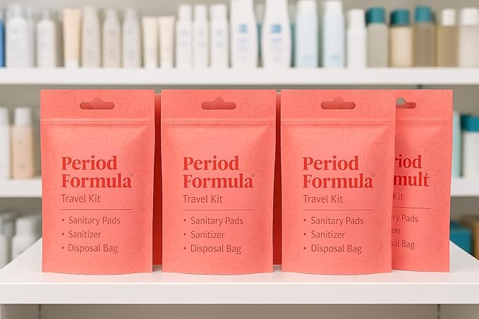 Period Kit/Travel Kit – 5 Kits -Sanitary Pad & Liner, Hand Sanitizer, Disposal Bag – Feminine Hygiene Essentials Period Formula