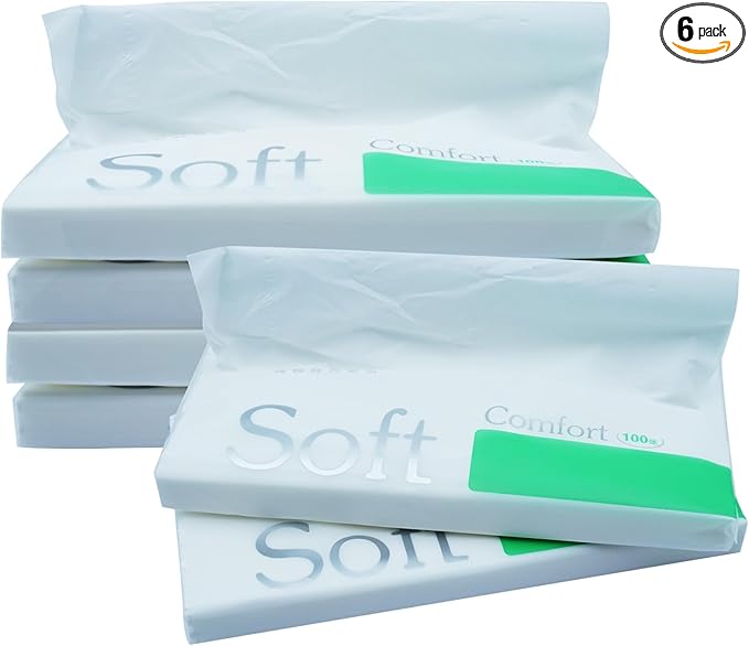 50 Sheets Car Tissue Refills, 300 Sheets Travel Size Handbag Tissues, Facial Napkins Fit for Car Visor Tissue Holder, Cylinder or Box Round Container, 6 Bags