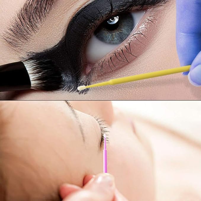 500 PCS Disposable Micro Applicator Brush Bendable Makeup Brush Mascara Brush for Eyelash Extensions, 5 Colors (Head Diameter: 2.5/2.0/1.5 mm)