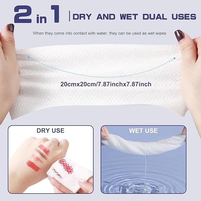 Disposable Face Towel, 600 Count Face Towels, for Washing Soft Cotton Dry Wipes Facial Cloths Towelettes for Washing and Drying, Facial Tissue for Cleansing, Skincare and Makeup Remover
