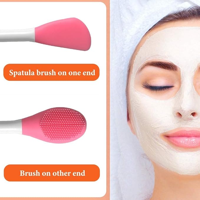 Silicone Brushes,Double-Ended Silicone Face Mask Brush,Facial Cleansing Brush, Premium Soft Facial Masks Other Skin Care Applicator Tool for Cream, Body Lotion,Moisturizer (Pink)
